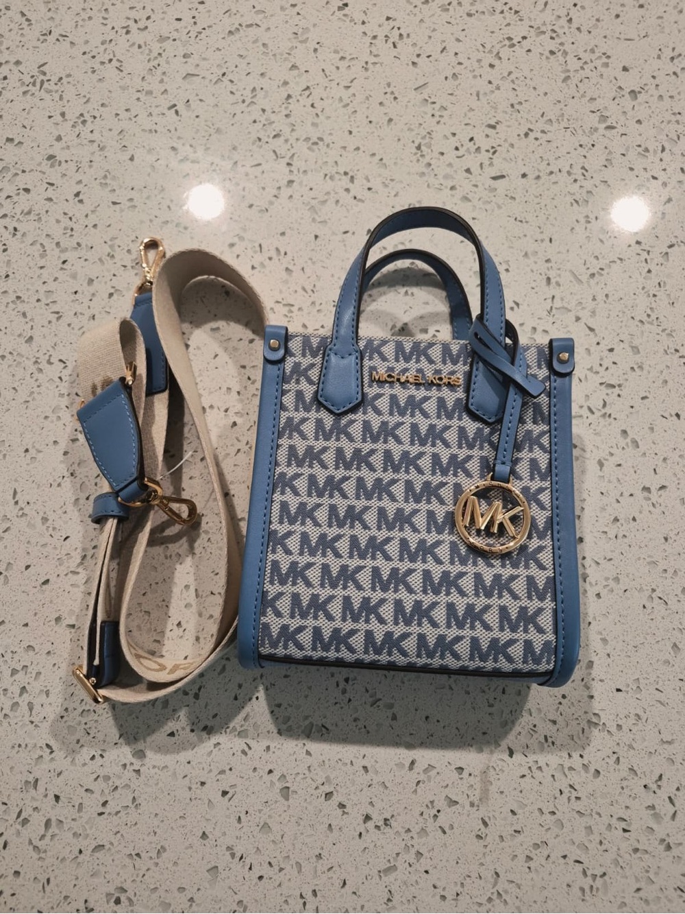 Michael Kors mini  Blue Logo Canvas Crossbody Tote